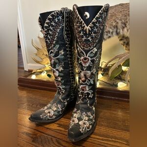 Double D Ranch Old Gringo Black and Brown Embroidered Heeled Boots